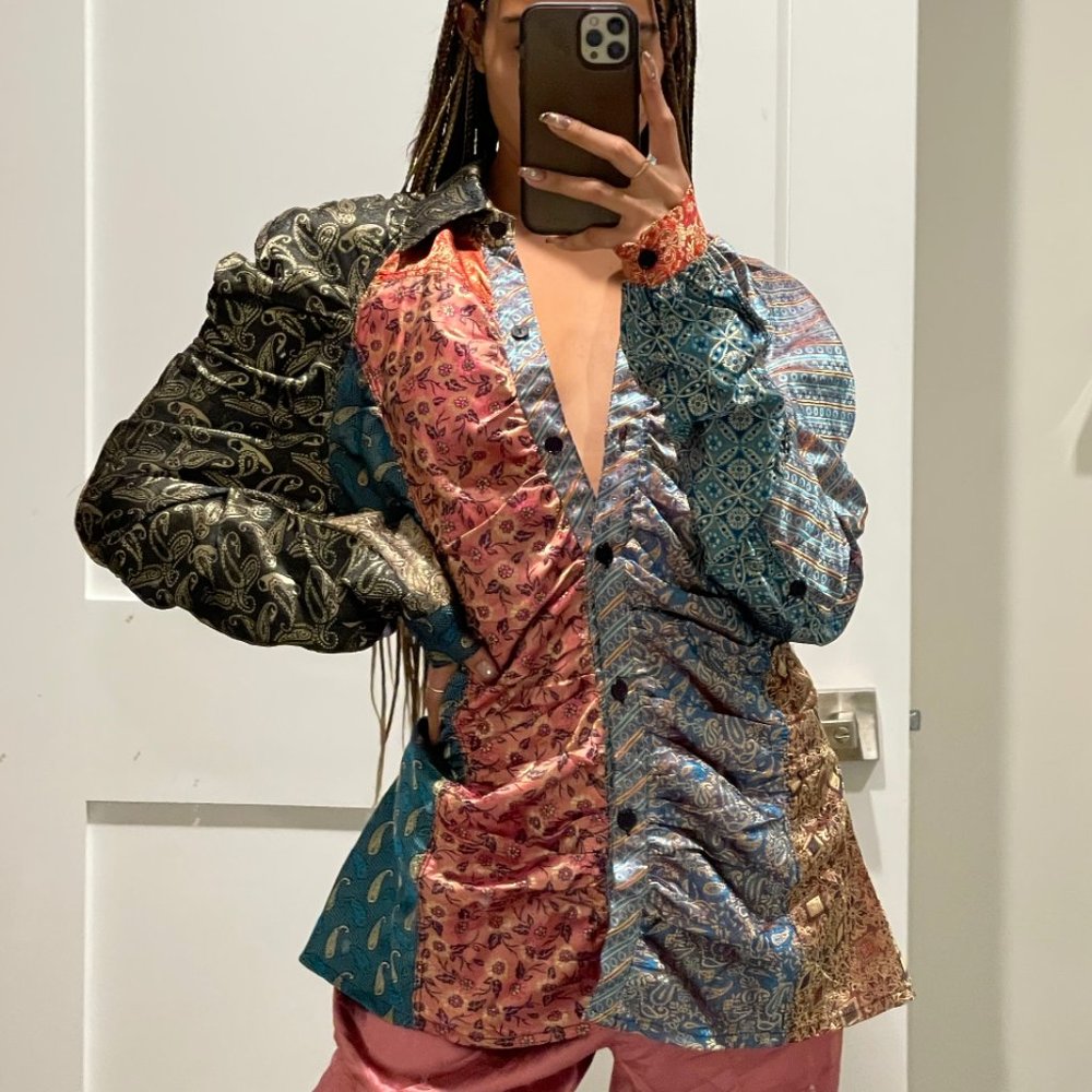 Paisly Silk Button Down Dress Shirt